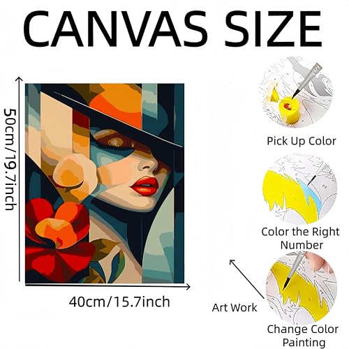 DOTSTART Paint by Numbers for Adults,Beautiful Woman with Flower Adult Paint by Number Kits on Canvas,DIY Paint by Numbers Easy,Number Painting Acrylic Oil Painting,for Home Wall Decor 15.7X19.7 Inch - color: PB172-1