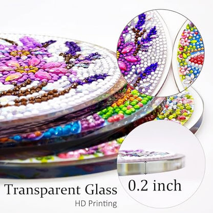 Eiflow Glass Diamond Art Hanging Kit for Adults, DIY Diamonds Painting Door Hanging Board Kit, Special Crystal Diamond Art Painting Pendant Ornament (Purple Flower) - color: Purple Flower