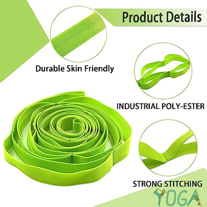 Stretching Strap Yoga Strap with Loops for Physical Therapy, Non-Elastic - color: Green
