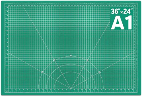 DIYSELF 36in×24in Cutting Mat, A1 Self Healing Craft Mat for Sewing | A1 Green Cutting Mat for Large Fabric, Quilting and Craft Projects, 5-Ply Double-Sided Cutting Mat for Paper Crafts and DIY - color: Green, size: 36"L x 24"W
