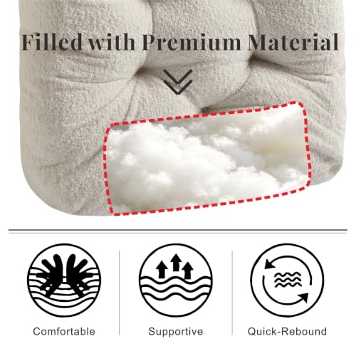 Floor Pillow, Large Meditation Sitting Cushion with Handle | for Tatami, Living Room, Yoga Use for Adults and Kids (1, Square, Cream, 22" x 22" x 6") - color: Square, Cream