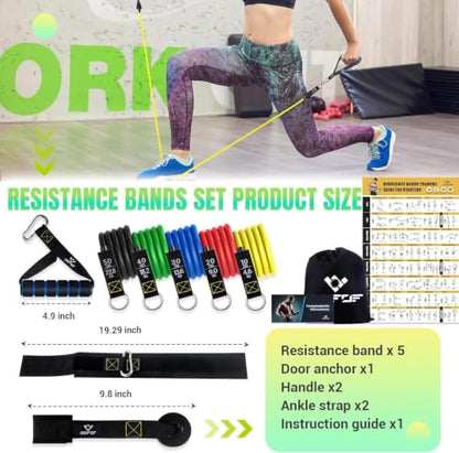 Resistance Bands with Handles for Women, 5 Level Exercise Bands - color: 10-150LBS-Colorful