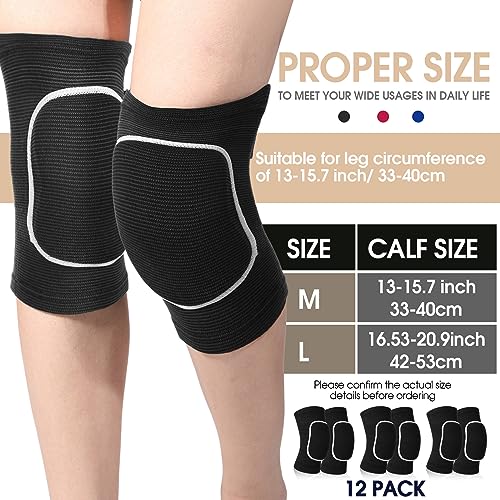 Lenwen 12 Pairs Volleyball Knee Pads Soft Breathable, Medium, Black, White - color: Black, White, size: Medium