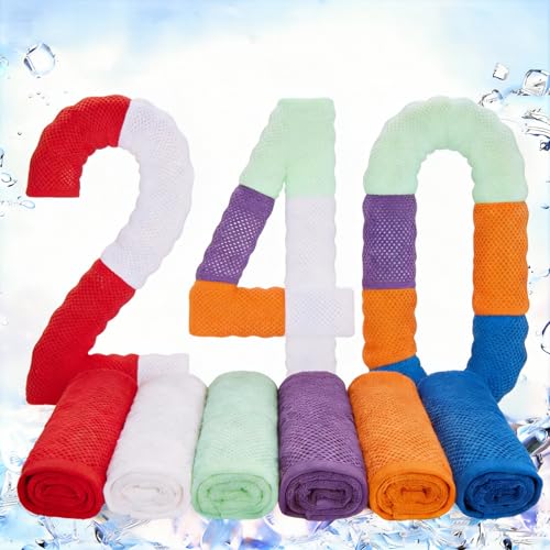 QBrand 240 Pack Cooling Towels, 40"x12" Ice Breathable Chilly Sweat Rag Microfiber Workout Rags for Gym Towels for Neck and Face for Yoga Golf Sport Running (MU-240) - color: Mu-240