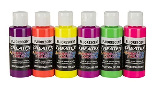 Createx Colors 5802-00 2-Ounce AB Airbrush Set, Fluorescent - style: Fluorescent Set
