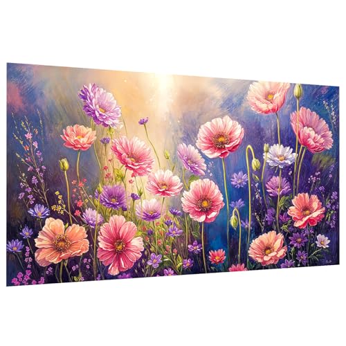 JOOZ Large Diamond Art Kits for Adults - 5D Flowers Diamond Painting Kits, DIY Round Full Drill Floral Diamond Art Painting for Beginners, Gem Art Kits for Home Wall Decor 27.5x15.7 Inch - color: Flowers 272