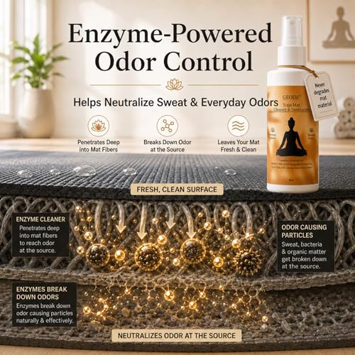 Yoga Mat Cleaner & Deodorizer Spray – Lavender Essential Oil Formula for Yoga Mats, Pilates Reformers & Gym Equipment – Natural No-Residue Workout Mat Cleaner, Non-Toxic Daily Cleaning Spray (4oz) - size: 4 Fl Oz (Pack of 1)