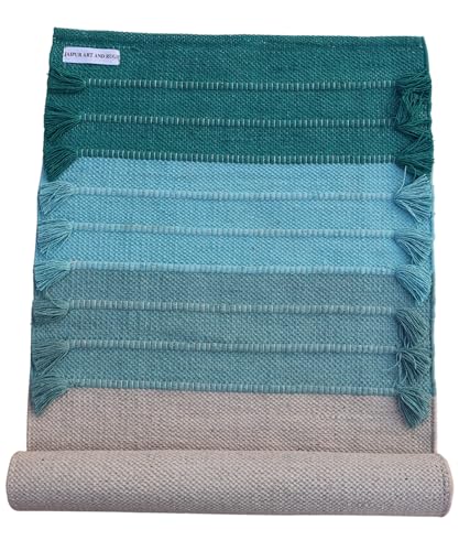 Jaipur Art & Rugs Cotton Yoga Rug - Eco-Friendly Hand-Woven Thick Mat (24”x72”x5mm) for Everyday Fitness at Home - Comfortable & Extra-Long - color: Multicolor 11
