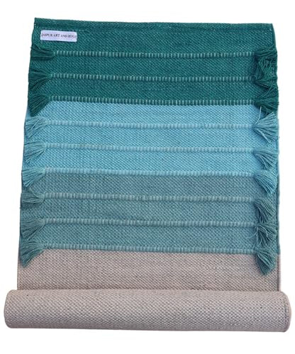 Jaipur Art & Rugs Cotton Yoga Rug - Eco-Friendly Hand-Woven Thick Mat (24”x72”x5mm) for Everyday Fitness at Home - Comfortable & Extra-Long - color: Multicolor 11