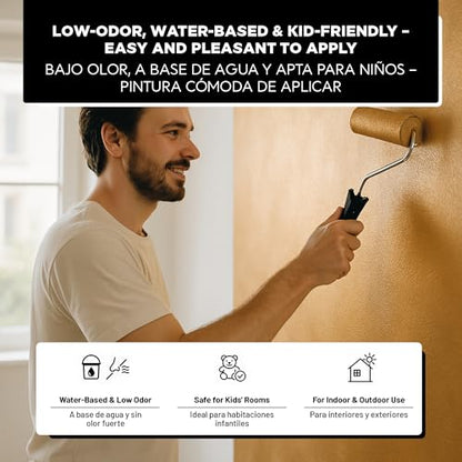 Metallic Wall Paint 67.62 fl oz - Bronze - Stunning Metallic Shine for Stylish Interiors, Easy to Apply, Water-Based, Perfect for Creative Wall Designs & DIY Projects - color: Bronze