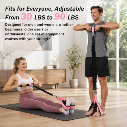 Pedal Resistance Bands with Handles, 3 Heavy Tube Adjustable Exercise Bands