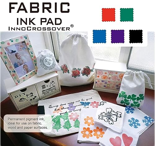 5-Pack Fabric Pigment Ink Pads in 5 Colors for Rubber Stamps & Crafts | Safe, non-toxic pigment ink. Ideal for card making supplies and stamping on wood, fabric, and paper surfaces.