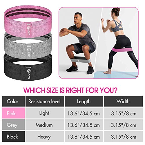 Resistance Bands, Fabric Workout Bands for Women & Men, Cloth Booty Resistance Loop Bands, Thick Squat Bands for Butt/Legs/Thigh/Hip/Glute Excersing - color: Pink/gray/black