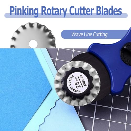 Mesee 5Pcs Pinking Rotary Cutter Blades 28mm Wave Rotary Blade Set Decorative Edge Blades Replacement Refill Quilting Cutting Tool Accessories for Sewing Fabric Leather Paper Arts Crafts