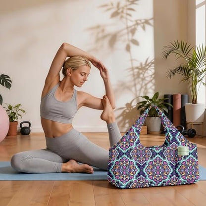 Yoga Mat Bag for Women Men Large Yoga Bag Travel - color: Purple