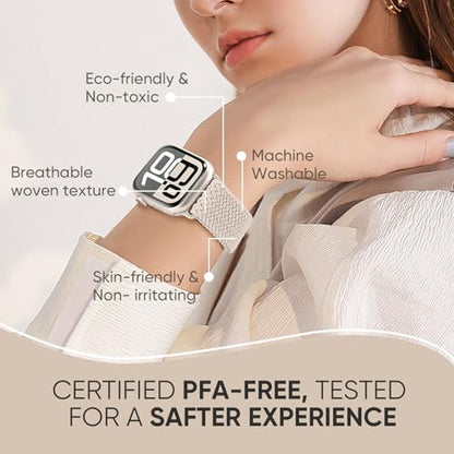 Braided Stretchy Nylon Band Compatible for Apple Watch Bands Women Men - color: Starlight, size: 44mm/45mm/46mm/49mm