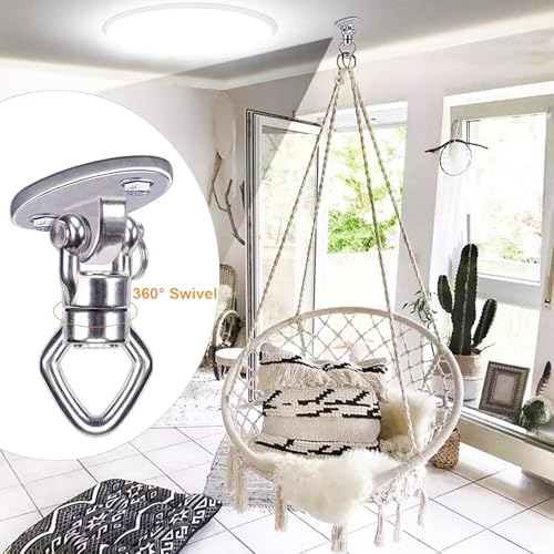 BeneLabel Swing Hanger with Bearing Swivel 800LB Capacity Stainless Steel Ceiling Mount Bracket Hanging Kit for Aerial Silks, Swings, Hammocks, Hanging Chair, Aerial Hoop, Heavy Bag, Yoga Swing - color: Oval Base Hanger(1 Pack)