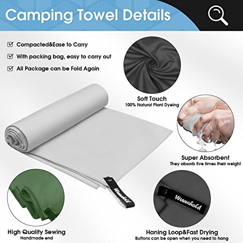 Camping Quick Dry Towel Set- 3 Pack, Soaking Up Sweat Microfiber Lightweight Sport Towels with Mesh Bag, Travel Towel Suitable for Camping, Beach, Gym, Yoga - size: 3P-30x60 inches