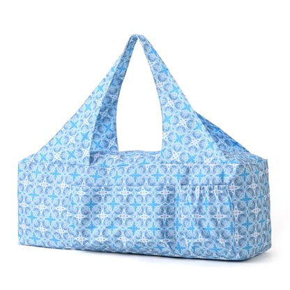 BOULDER BEE Yoga Mat Bag with Wet Pocket, Large Yoga Mat Carrier Fits All Your Stuff, Personalized Yoga Gifts, Gym Tote Bag for Women - color: Blue