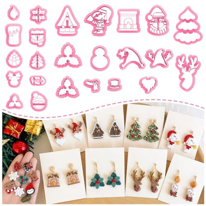 Keoker Christmas Clay Cutters, Christmas Clay Cutters for Polymer Clay Jewelry, 24 Shapes Polymer Clay Cutters Christmas, Polymer Clay Christmas Cutters, Santa Polymer Clay Cutter - color: White all