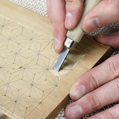 KAKURI Japanese Wood Carving Tools Set for Beginners (5 Pcs) Made in JAPAN, Wood Carving Knife for Woodblock Printing, Woodcut Printmaking, Linoleum Carving, Linocut - size: 5 Pcs
