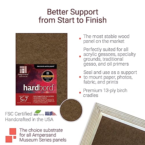 Ampersand Art Supply Hardboard Wood Painting Panel: Museum Series Hardbord, 18" x 24", 1-/12 Inch Cradled Profile - color: 1-1/2 Inch Cradled Profile, size: 18" x 24"