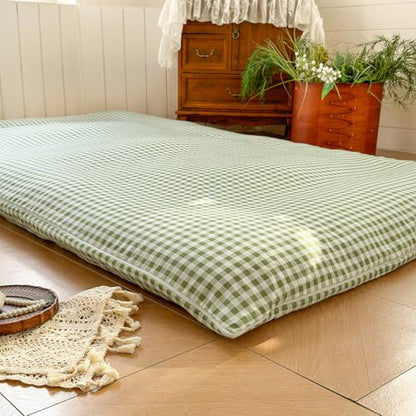 Sage Green Gingham Japanese Floor Mattress Futon Cover, Full - color: Sage Green Gingham, size: Full
