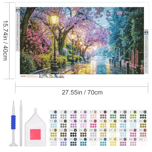 JOOZ Large Diamond Painting Kits for Adults DIY 5D City Street Scene Diamond Art Kits for Adults Full Drill Diamond Painting Flowers Gem Painting Kits for Gift Home Wall Decor 27.5x15.7 Inch - color: Street Scene 027