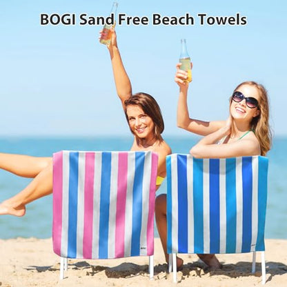 BOGI Microfiber Beach Towel Set for Travel Bath Beach Swim Gym Yoga（L 63''x31.5''） - color: Light Blue & Blue, size: L:63"x31.5" with 16"x16"