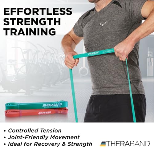THERABAND High Resistance Band Set of 2, Light and Medium Loop, 15-25 lb | Portable, lightweight, compact, rubber. For home, recovery, gym. Therapy, physical, stretch, elastic. 2-Pack. - size: 2 Pack Easy (15-25 lbs)