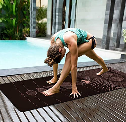 nuveti Yoga Mat Print Extra Thick TPE Non Slip Fitness Exercise Mat with Carrying Bag,72"x24" Extra Thick 6MM Exercise & Workout Mat for Yoga, Pilates Fitness and Floor Exercises - color: Planet