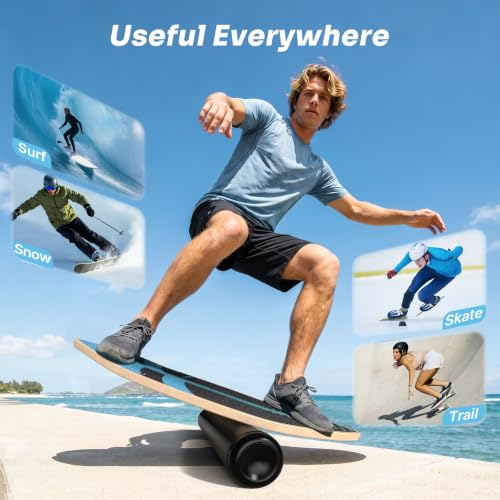 Sportneer Surf Balance Board, 8-in-1 Wooden Wobble Board - color: Sky Blue