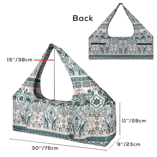 Yoga Mat Bag - Large Yoga Bag with Yoga Mat Strap, Zipper and Pockets - Yoga Bags and Carriers Fits All Your Stuff - Personalized Yoga Mat Bags for Women Fits Most Size Mats - color: Indian Floral