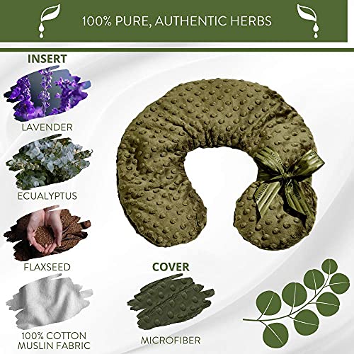 Sonoma Lavender Luxury Eucalyptus/Lavender Neck Pillow, Green Dot | Heatable/Chillable, Microwaveable for Neck and Shoulders, Removable Washable Covers, Great for Relaxation and Pain Relief - color: Green Dot