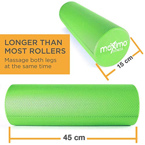 Maximo Fitness Foam Roller - High Density Exercise Roller for Trigger Point Self Massage, Muscle and Back Roller for Fitness, Physical Therapy, Yoga and Pilates, Gym Equipment - color: Green, size: 15cm x 45cm