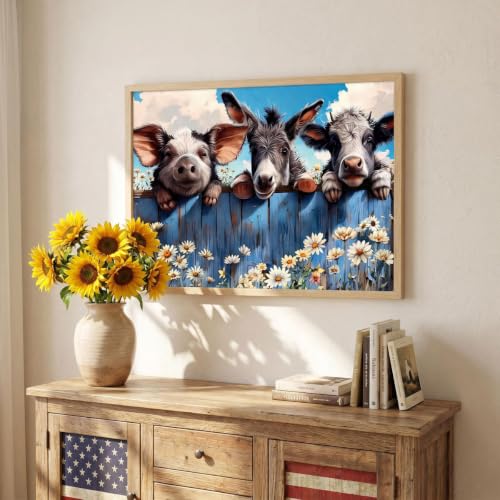 WUSARPLY Animals Diamond Painting Kits for Beginner Adults | Pig Donkey Cow Diamond Art Kits Full Drill Diamond Dots Paint with Diamonds Gem Arts and Crafts for Beginner Home Wall Decor - color: YH035