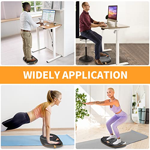 Trobing Standing Desk Mat Balance Board with Rollerball, Wooden Wobble Anti Fatigue Mat Balance Board for Standing Desk, Home Office Non-Slip Comfort Floor Mat to Relieve Foot, Knee, and Back Pain - color: C: Large Black ( 24 inch )