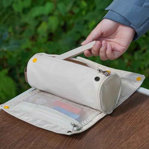 Lanxivi Large Capacity Pencil Case Roll Up Design Multifunctional Pencil Holder Pouch Stationery Pen Bag for Teen Girls and Boys Camping style - Apricot - color: Apricot