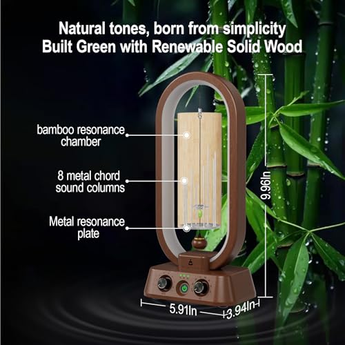 Automatic Bamboo Wind Chimes Sound Healing Instrument Electronic Wind Chime | Sound Frequency Healing Machine, 6 Timer, 7 LED and 4/7/8 Breathing, 8 Sounds, 6 Brightness Levels, Sound Therapy Device