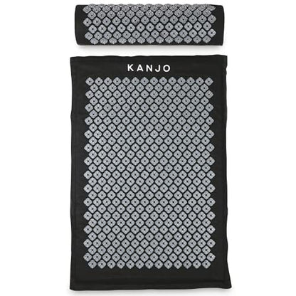 Kanjo Acupressure Mat and Pillow Set for Back Pain Relief & Neck Pain Relief, with Pressure Points for Muscle Pain Relief with Travel Bag - Black XL - color: XL Onyx
