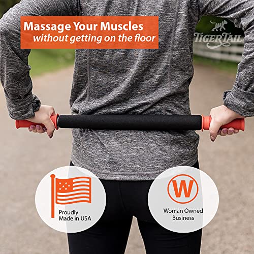 Tiger Tail 22in Massage Stick Portable Roller, Handheld, Deep Tissue Foam Roller, Body Massage and Myofascial Release Tool for Legs, Neck, Calves, Thighs, Shins & Back, The Long One 22, Made in USA - size: 22 Inch The Long One