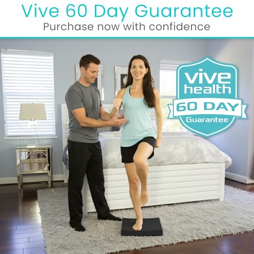 Vive Balance Pad - Foam Large Yoga Mat Trainer for Physical Therapy, Stability Workout, Knee and Ankle Exercise, Strength Training, Rehab - Chair Cushion for Adults, Kids, and Travel - color: Midnight Black