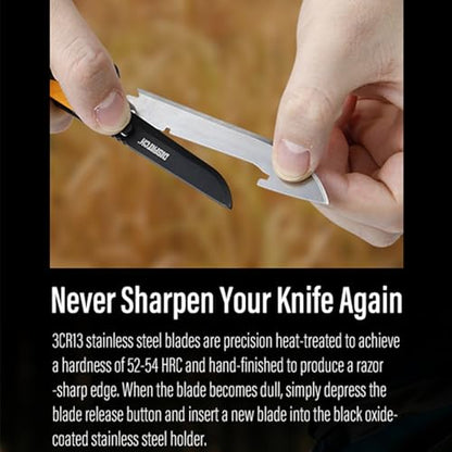 DISPATCH 3.5" RazorSafe Replacement Knife Blades, 7-Pack Utility Knife Blades with Protective Sheath, Packed in Clear Case with Color Box—Compatible Spare Blades for Outdoor, EDC & Repair Use - style: 7-Pack Utility Knife Blades