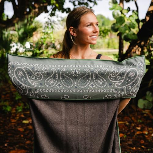 Sprints Athletic Running Towel, Full-Sized, Car Seat Cover - Performance Microfiber (Paisley Probs Green) - color: Paisley Probs Green W/ Snaps