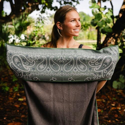 Sprints Athletic Running Towel, Full-Sized, Car Seat Cover - Performance Microfiber (Paisley Probs Green) - color: Paisley Probs Green W/ Snaps