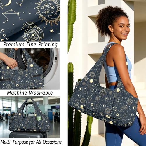 Yoga Mat Bag for Women Men Large Yoga Bag Travel - color: Sun and Moon