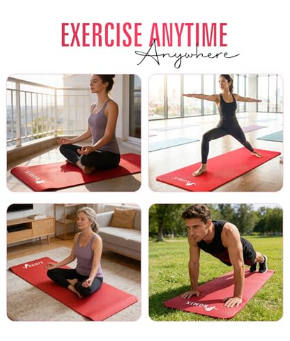 ROMIX Yoga Mat Thick 10Mm, Non-Slip Exercise Mat, 72 X 24 In, NBR - color: Red