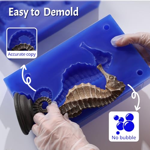 LET'S RESIN Silicone Molds Making Kit 30A, Platinum Cured Silicone | 21oz Blue Silicon for Making 2 Part Molds, Liquid Silicone Rubber Mixing Ratio 1:1 - Ideal for Resin Molds, 3D Molds DIY - size: Small