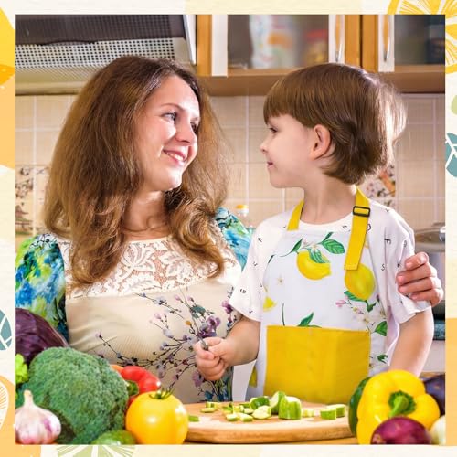 2 Pack Kids Apron, Cute Cooking Aprons, Waterproof Art Apron with Pockets, Toddler Painting Artist Apron Adjustable - color: Lemon, size: 45*62cm