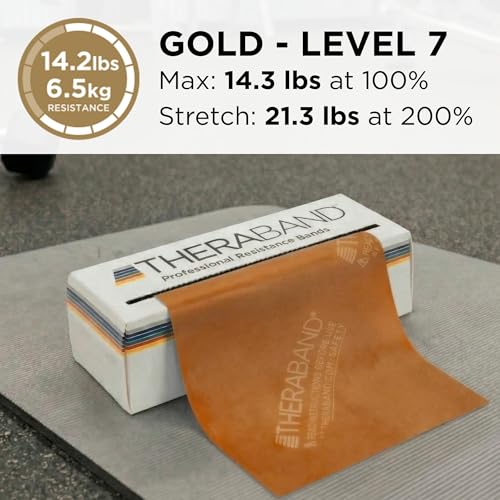 THERABAND Resistance Band, Exercise, Physical Therapy, Workout, Gold - color: Gold - Max